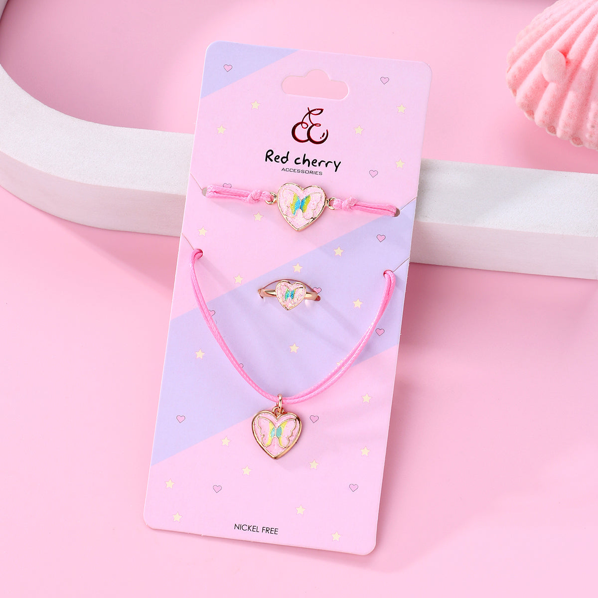 Heart with Butterfly. Children Jewelry Set