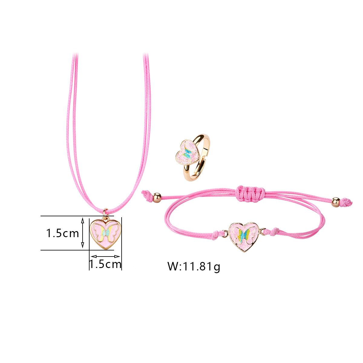 Heart with Butterfly. Children Jewelry Set