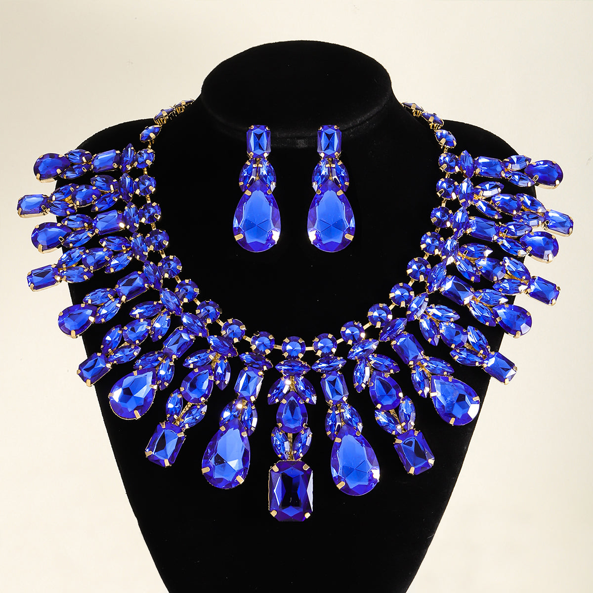 Elegant Glam Exaggerated Rhinestone Women's Earrings Necklace Jewelry Set