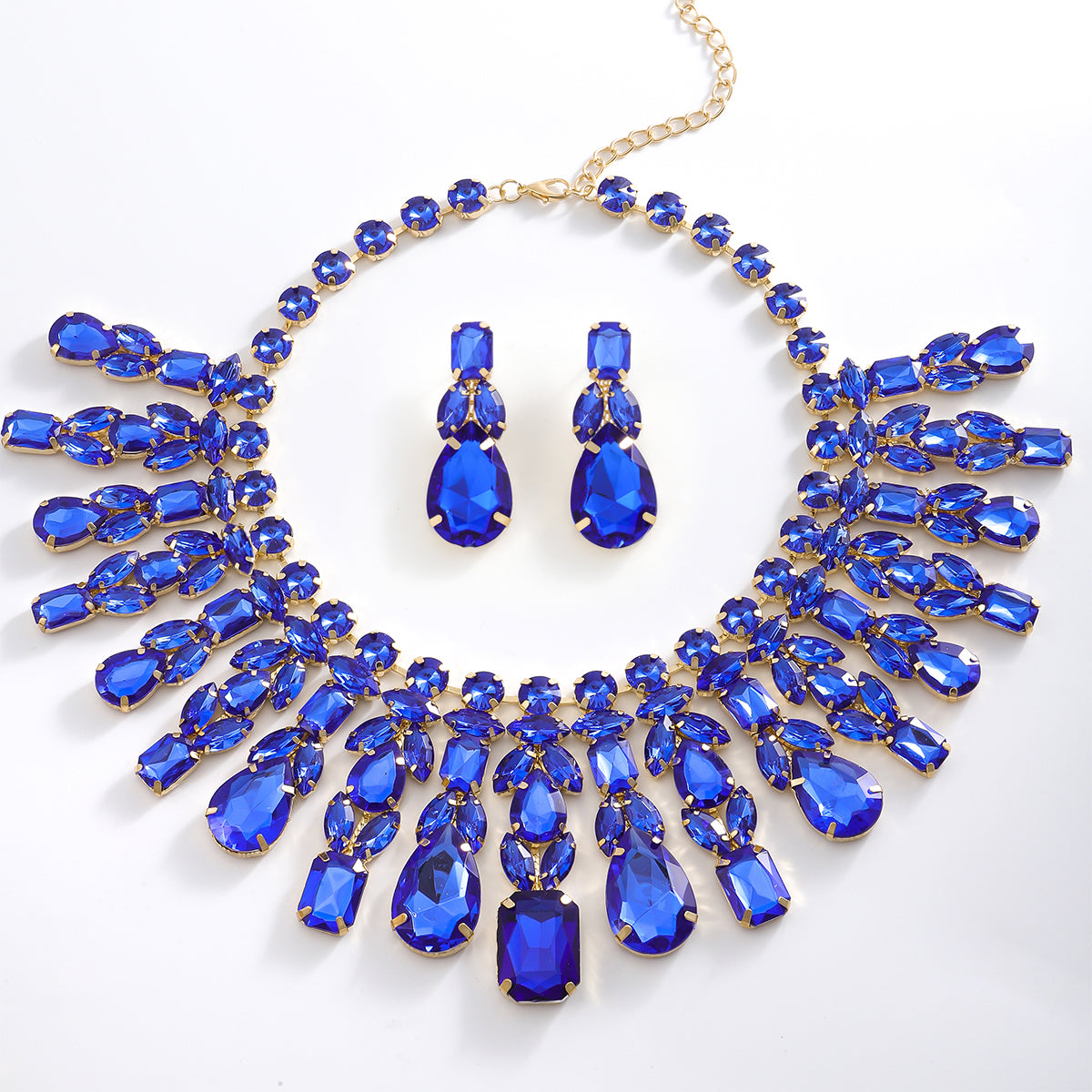 Elegant Glam Exaggerated Rhinestone Women's Earrings Necklace Jewelry Set