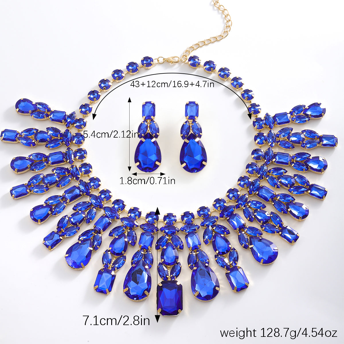 Elegant Glam Exaggerated Rhinestone Women's Earrings Necklace Jewelry Set