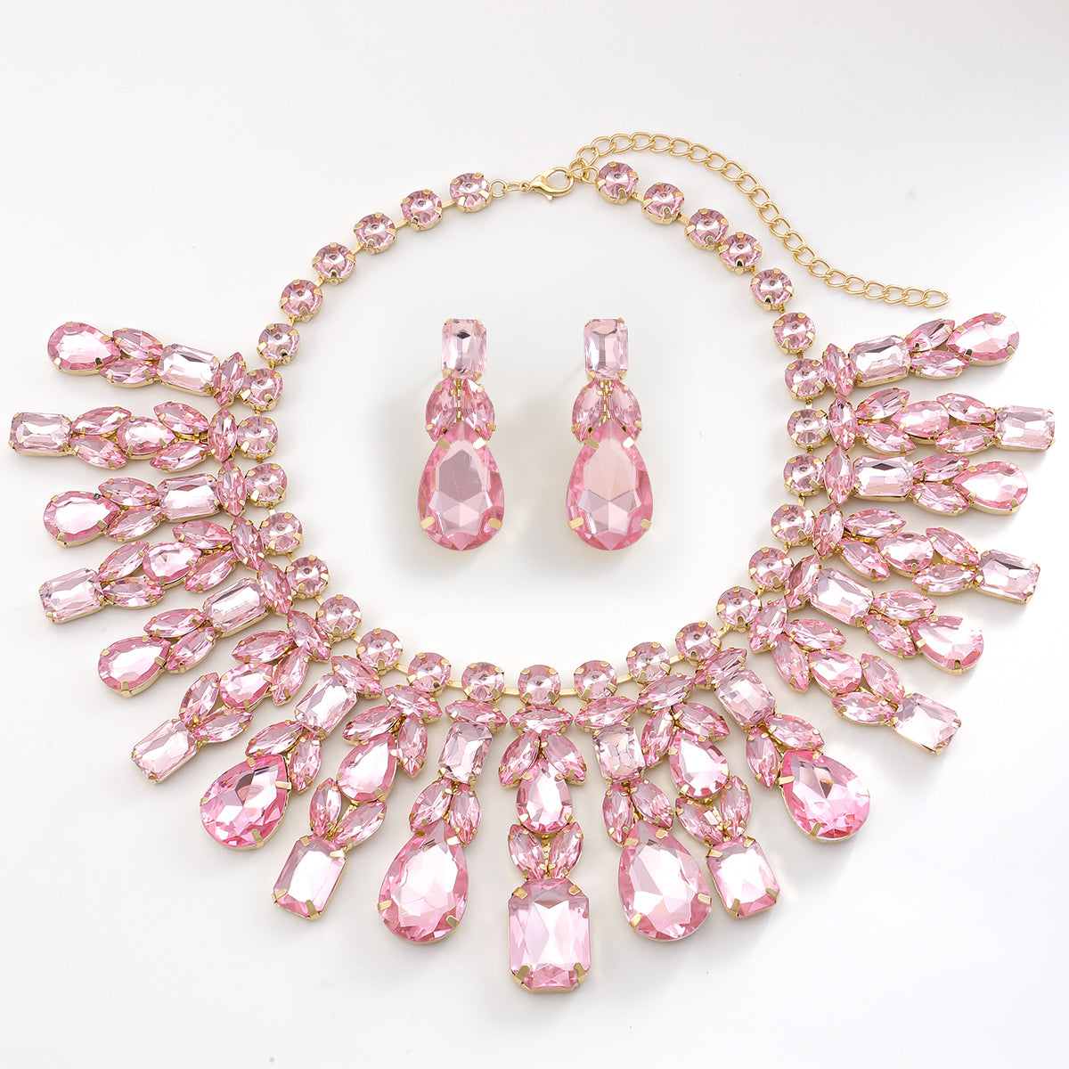 Elegant Glam Exaggerated Rhinestone Women's Earrings Necklace Jewelry Set