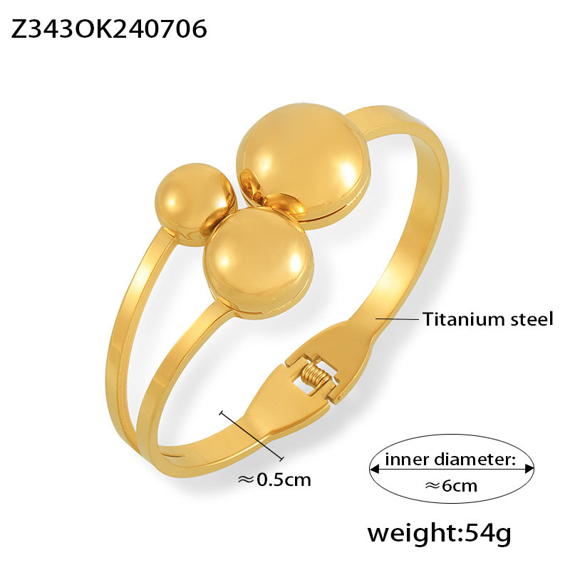 Round 304 Stainless Steel 18K Gold Plated Bangle