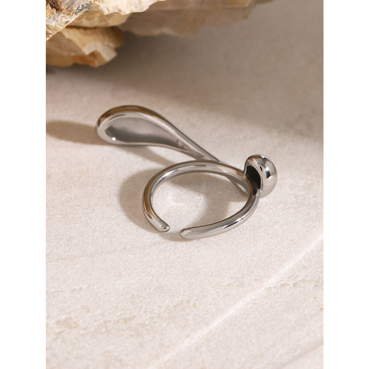 Water Droplets 316 Stainless Steel  Open Ring