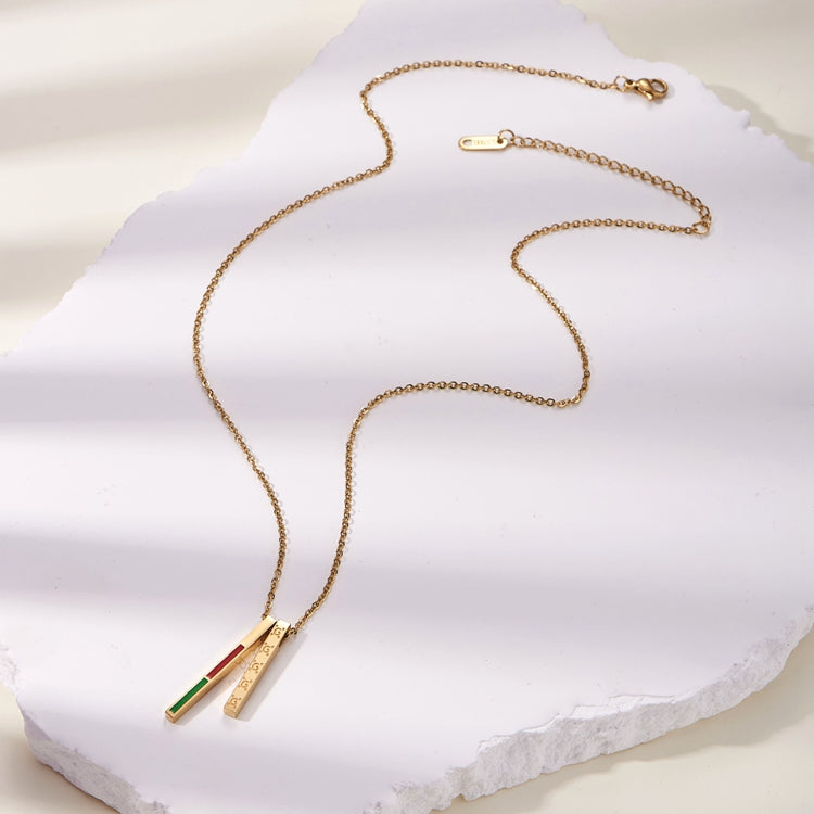 Classic Style Rectangle 304 Stainless Steel Gold Plated Pendant Necklace