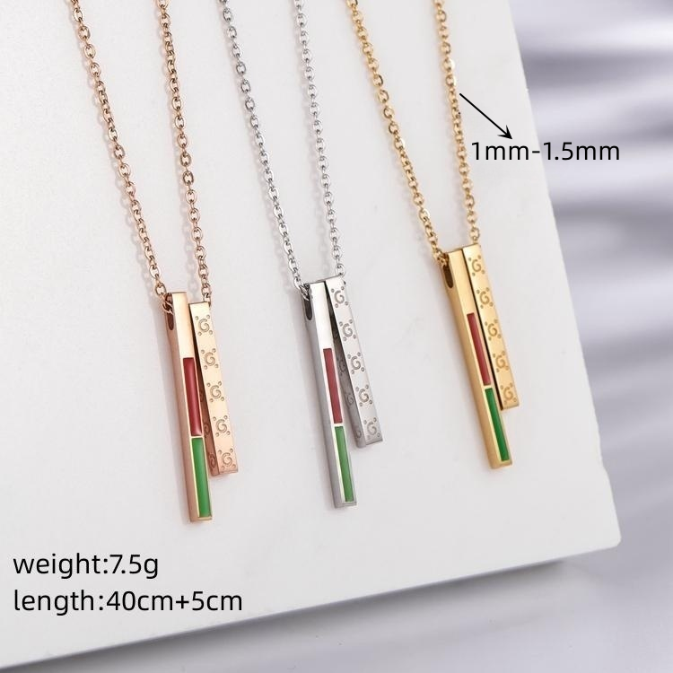 Classic Style Rectangle 304 Stainless Steel Gold Plated Pendant Necklace