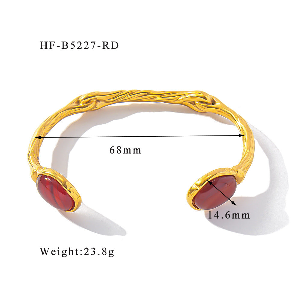 Vintage Classic Style Stainless Steel 18K Gold Plated Bangle