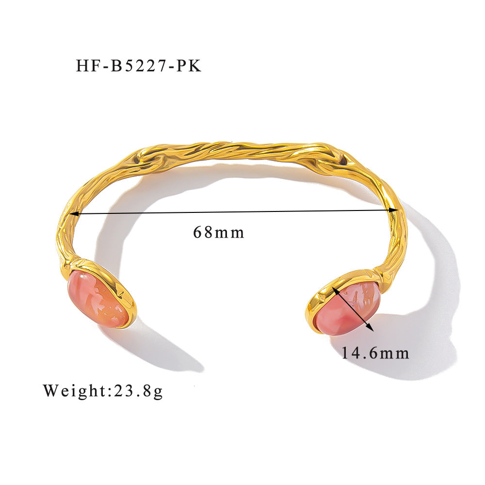 Vintage Classic Style Stainless Steel 18K Gold Plated Bangle