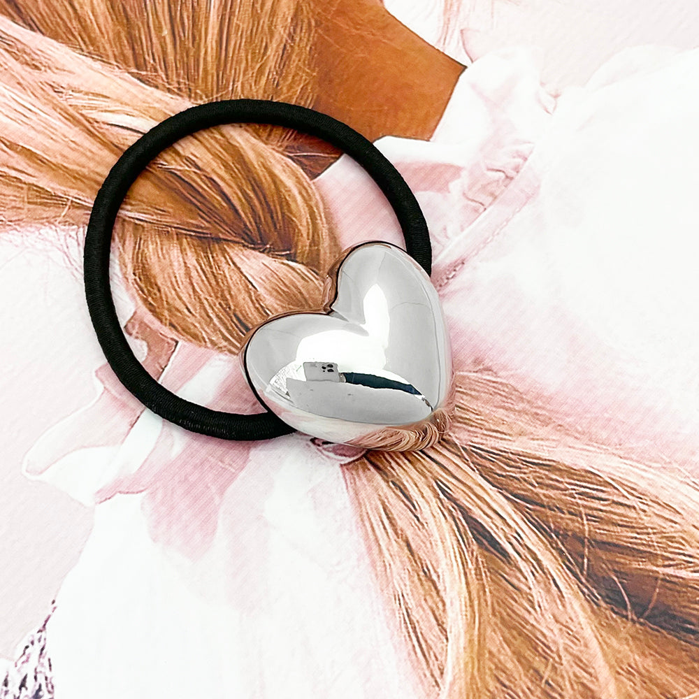 Women's Elegant Heart Shape Alloy Elastic Band Hair Tie