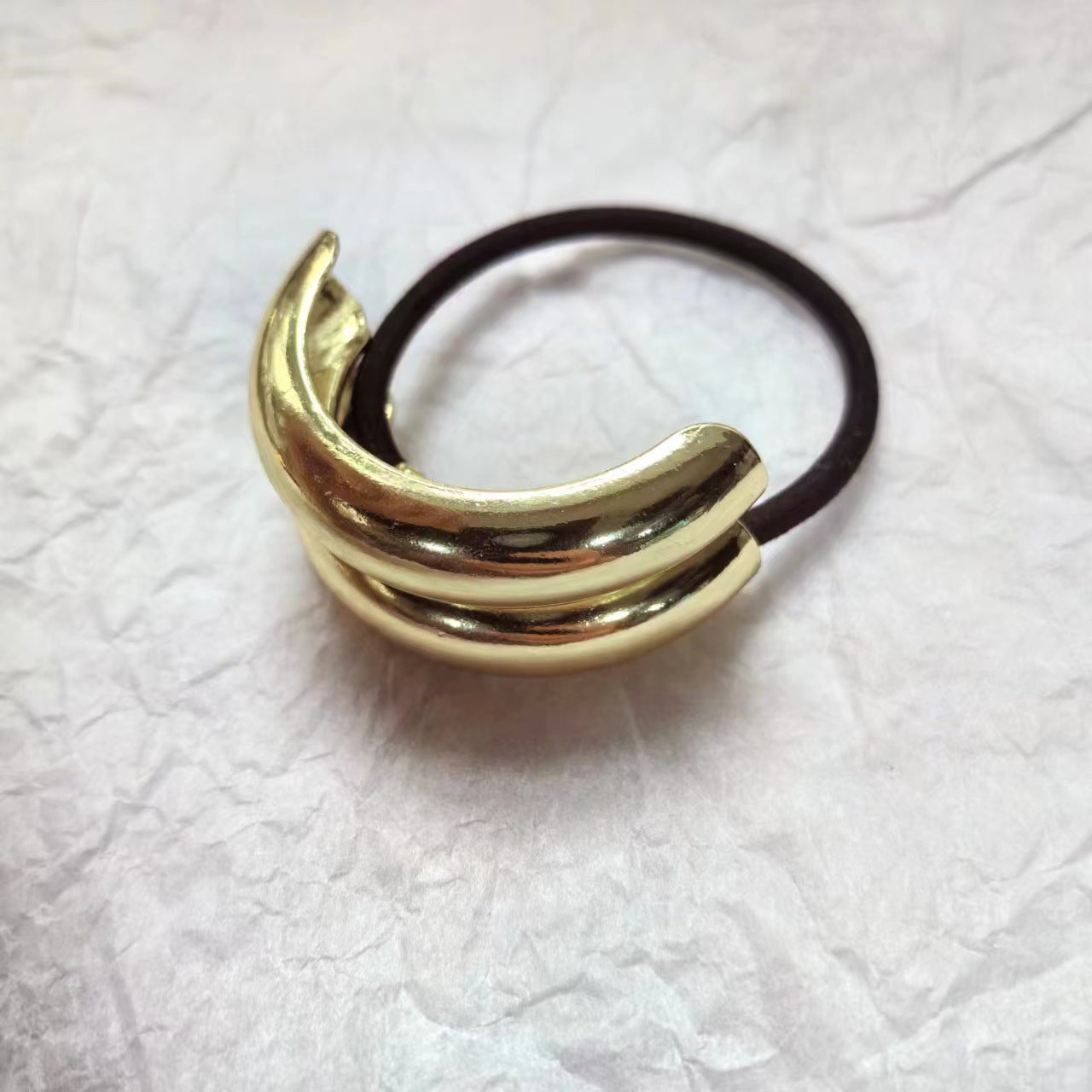 Geometric Alloy Plating Hair Tie