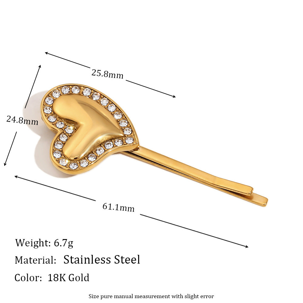 Κομψό γυναικείο κλιπ μαλλιών σε σχήμα καρδιάς 304 από ανοξείδωτο ατσάλι 