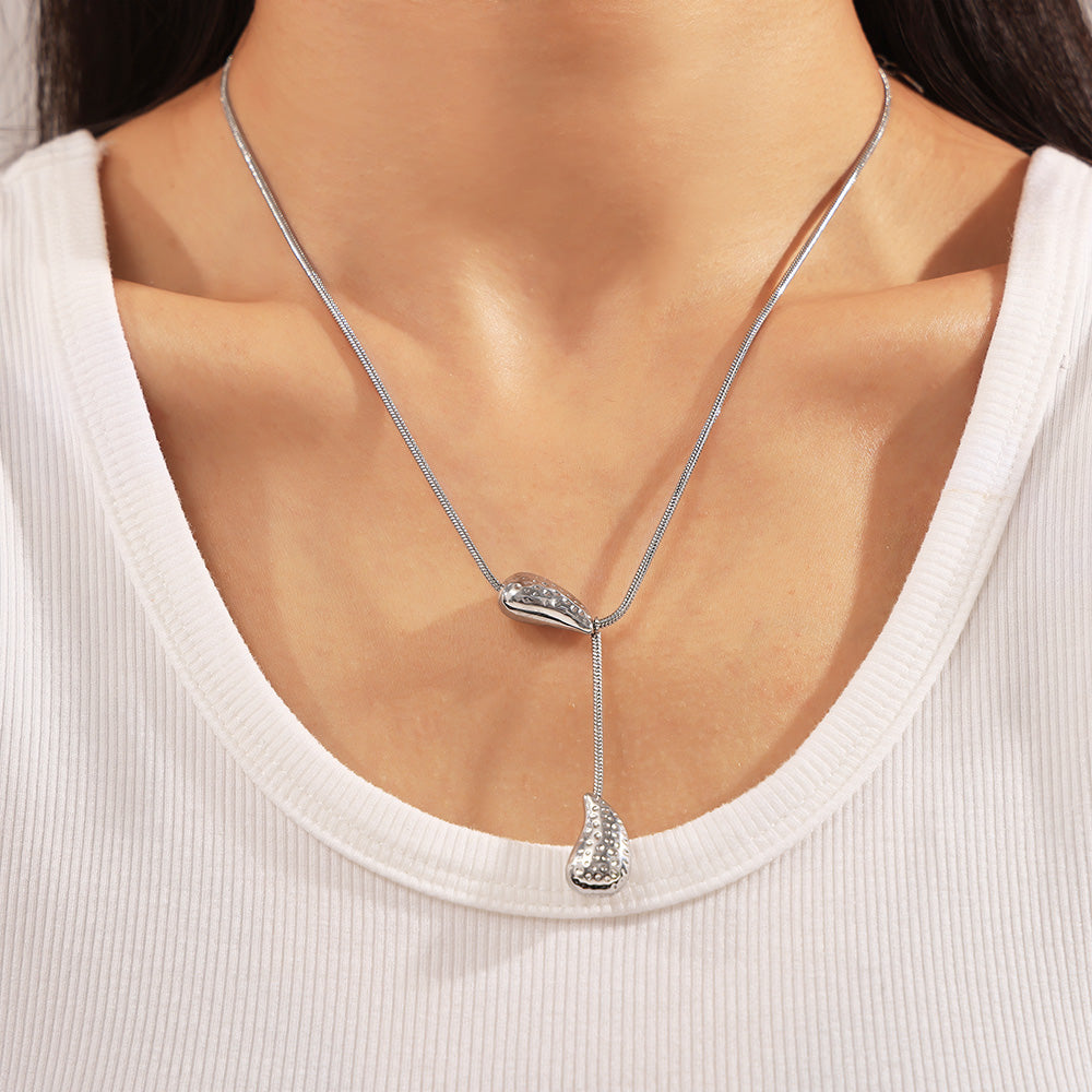 Casual Modern Style Water Droplets Titanium Steel Necklace