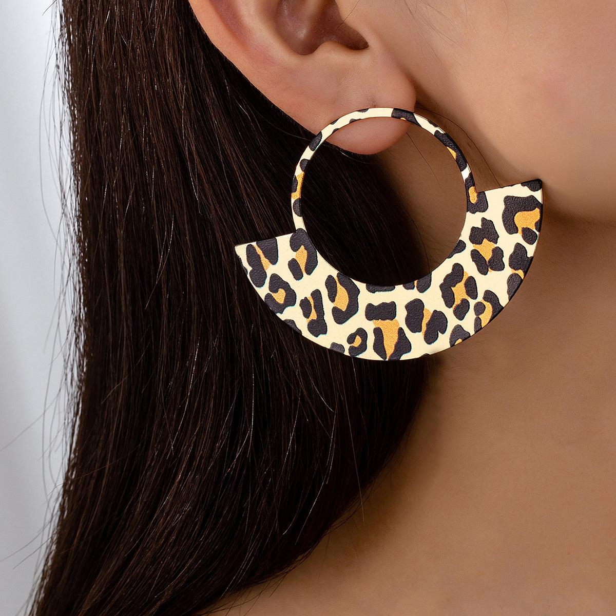 Elegant Vintage Style Round Leopard Ferroalloy Ear Studs