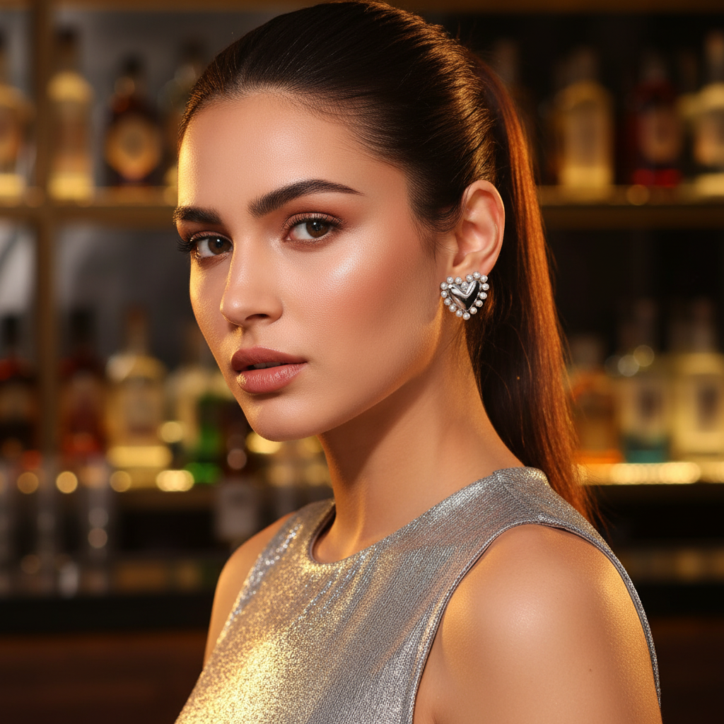 Καρφωτά σκουλαρίκια καρδιά με πέρλες σε χρυσό ή ασημί – Holiday Night Collection – So Cute by Dimi