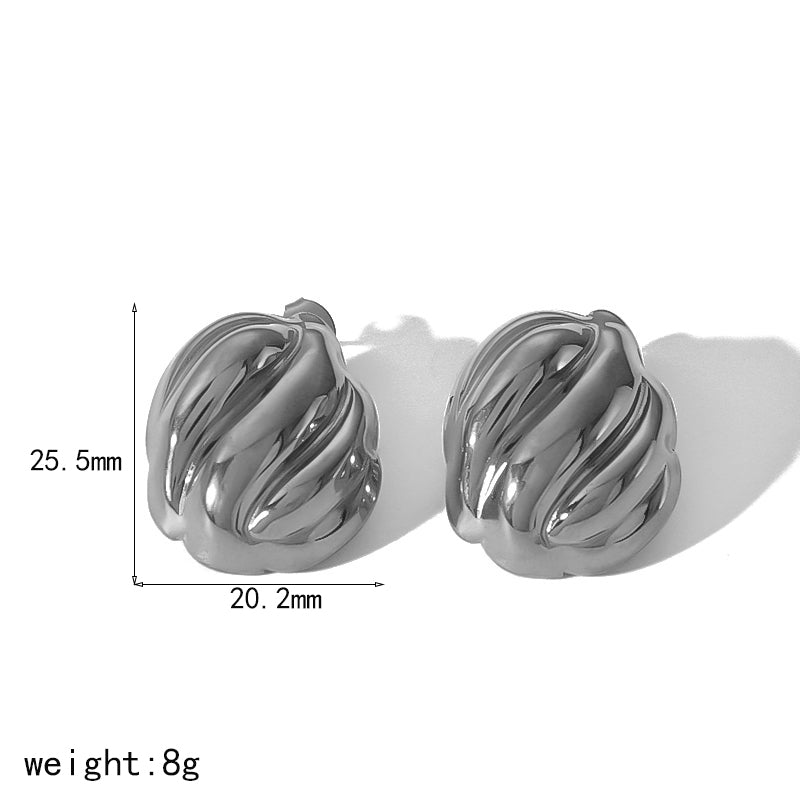 Exaggerated Stainless Steel Ear Studs