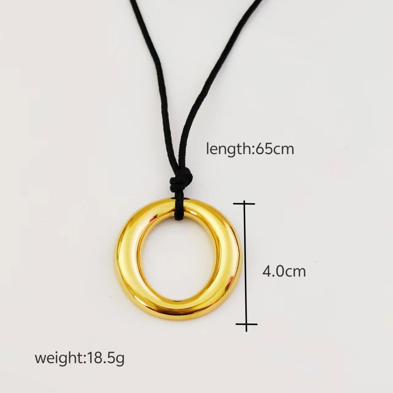 O-Shape 304 Stainless Steel 18K Gold Plated Pendant Necklace