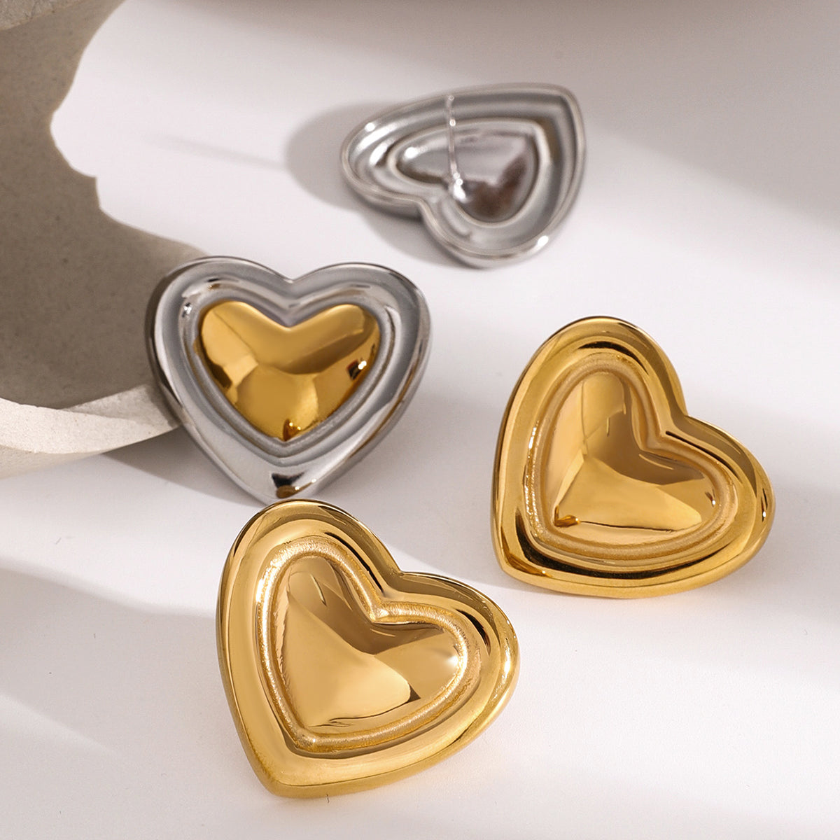 Heart Shape 304 Stainless Steel Ear Studs