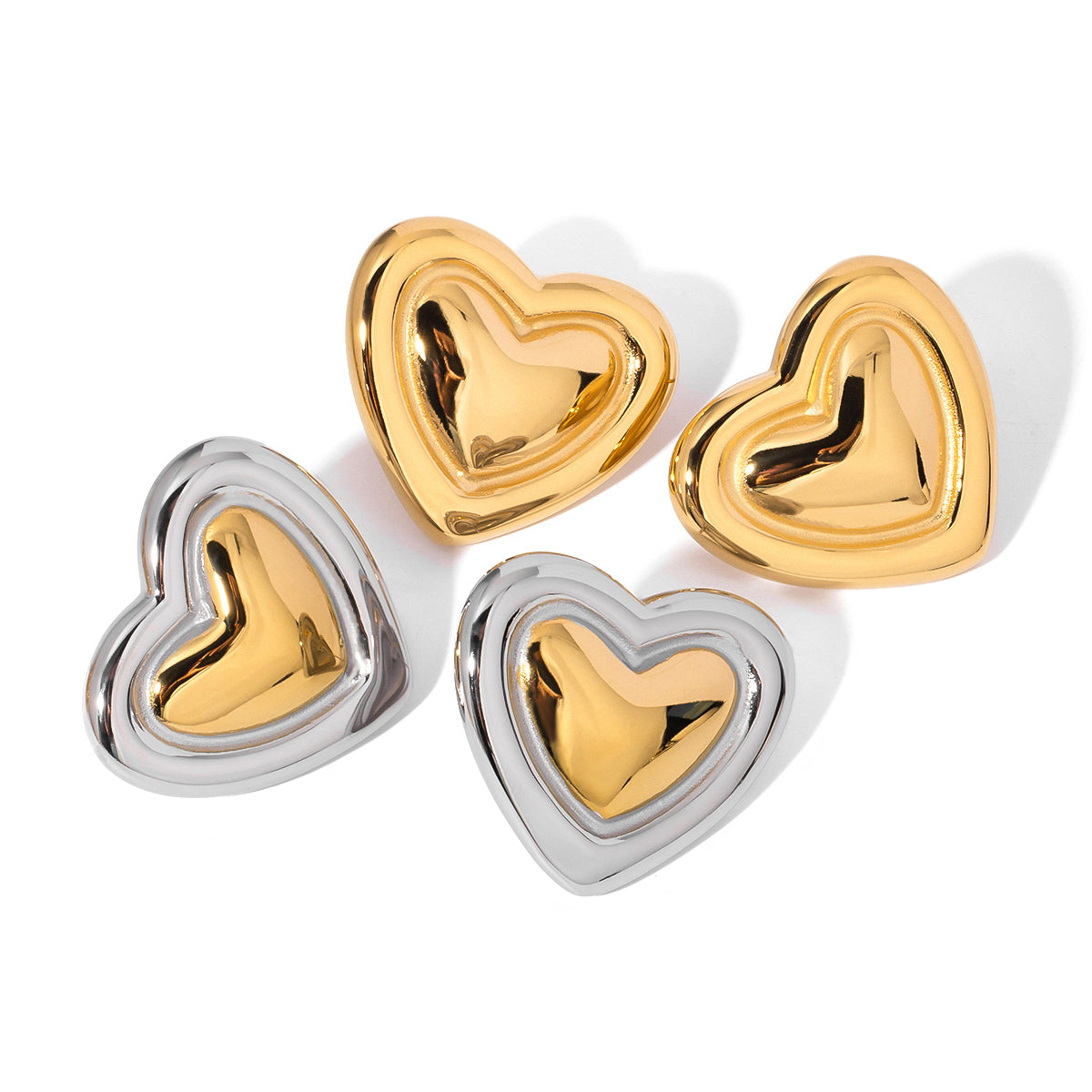 Heart Shape 304 Stainless Steel Ear Studs