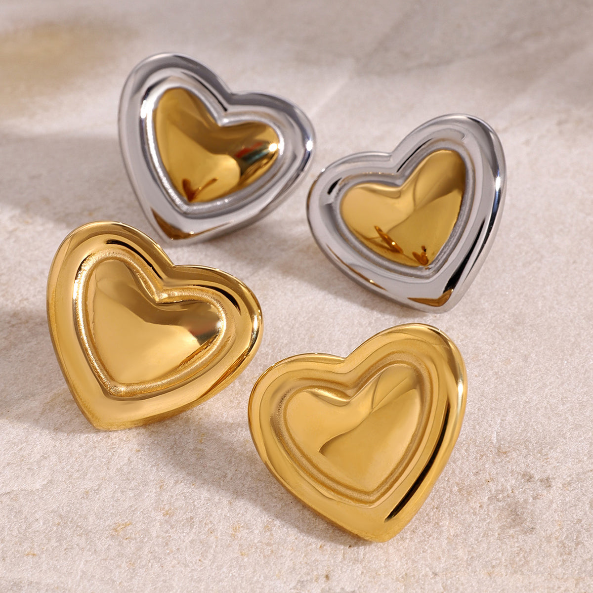 Heart Shape 304 Stainless Steel Ear Studs