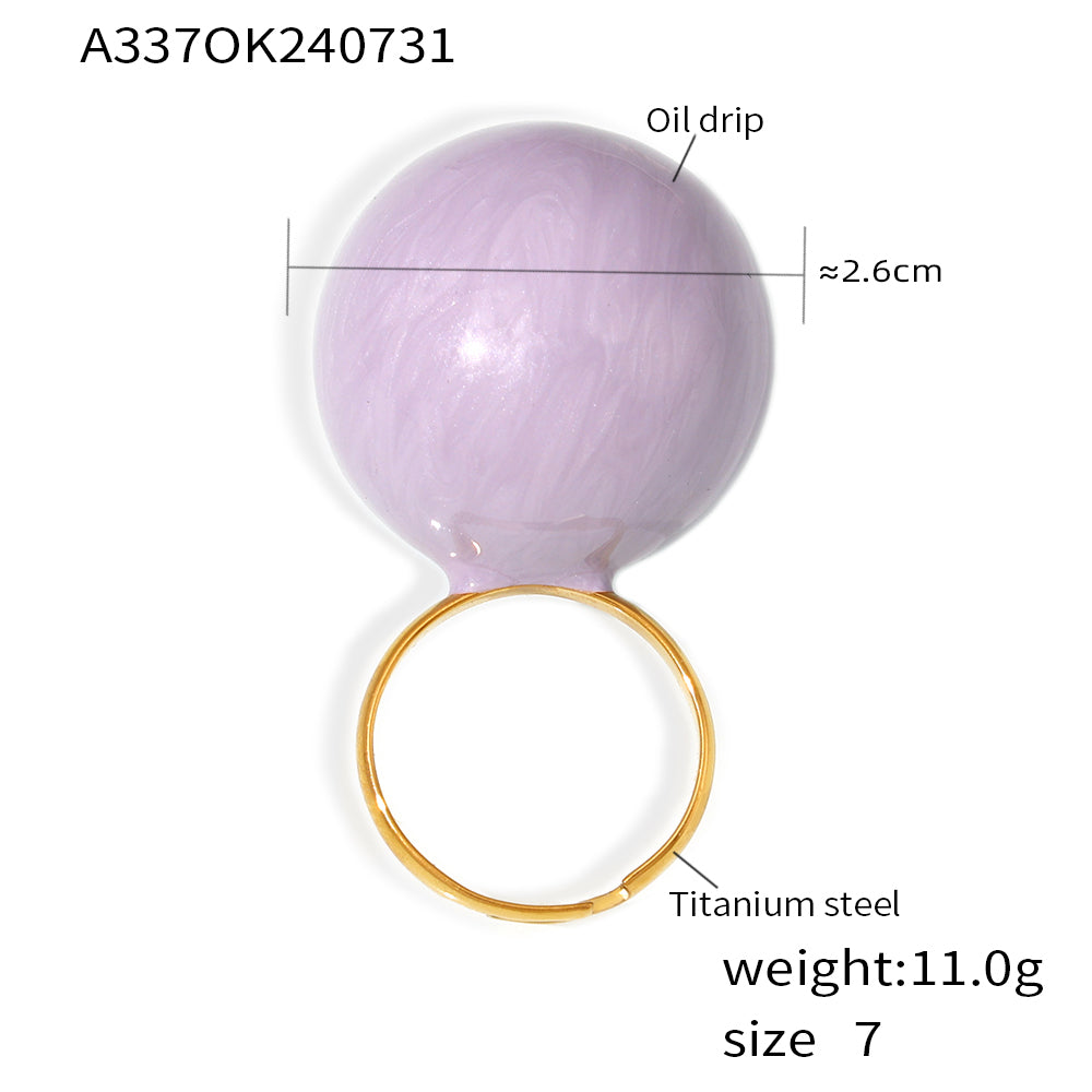 Elegant Exaggerated Modern Style Round Titanium Steel Enamel Adjustable Ring