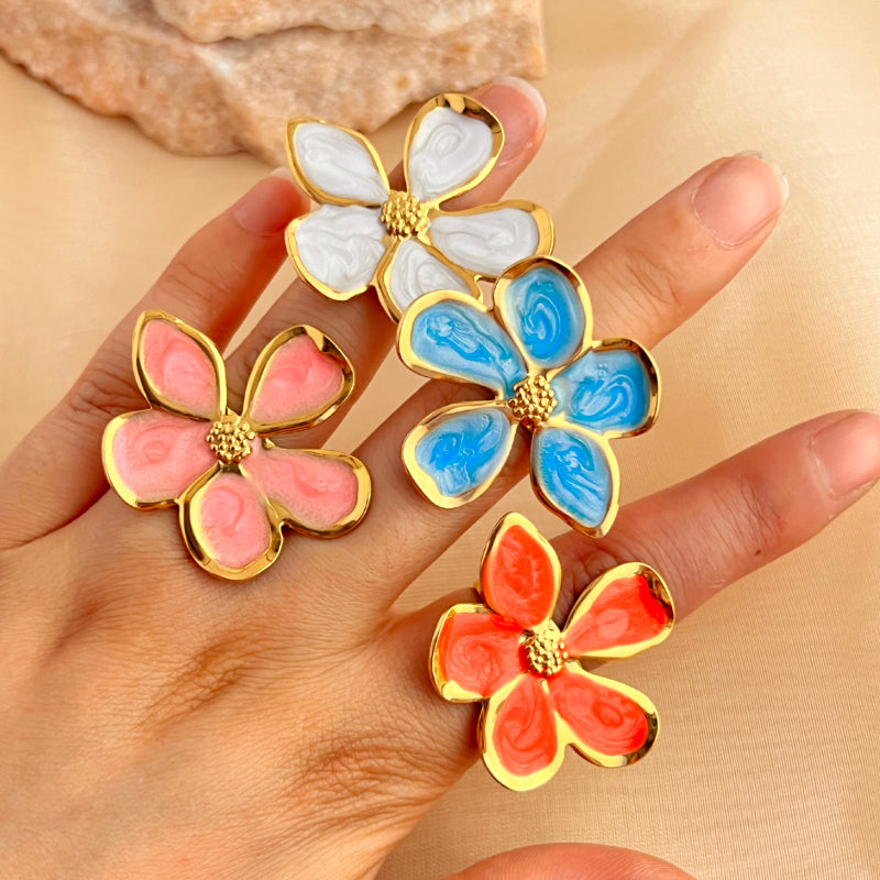 Retro Flower 304 Stainless Steel  Rings