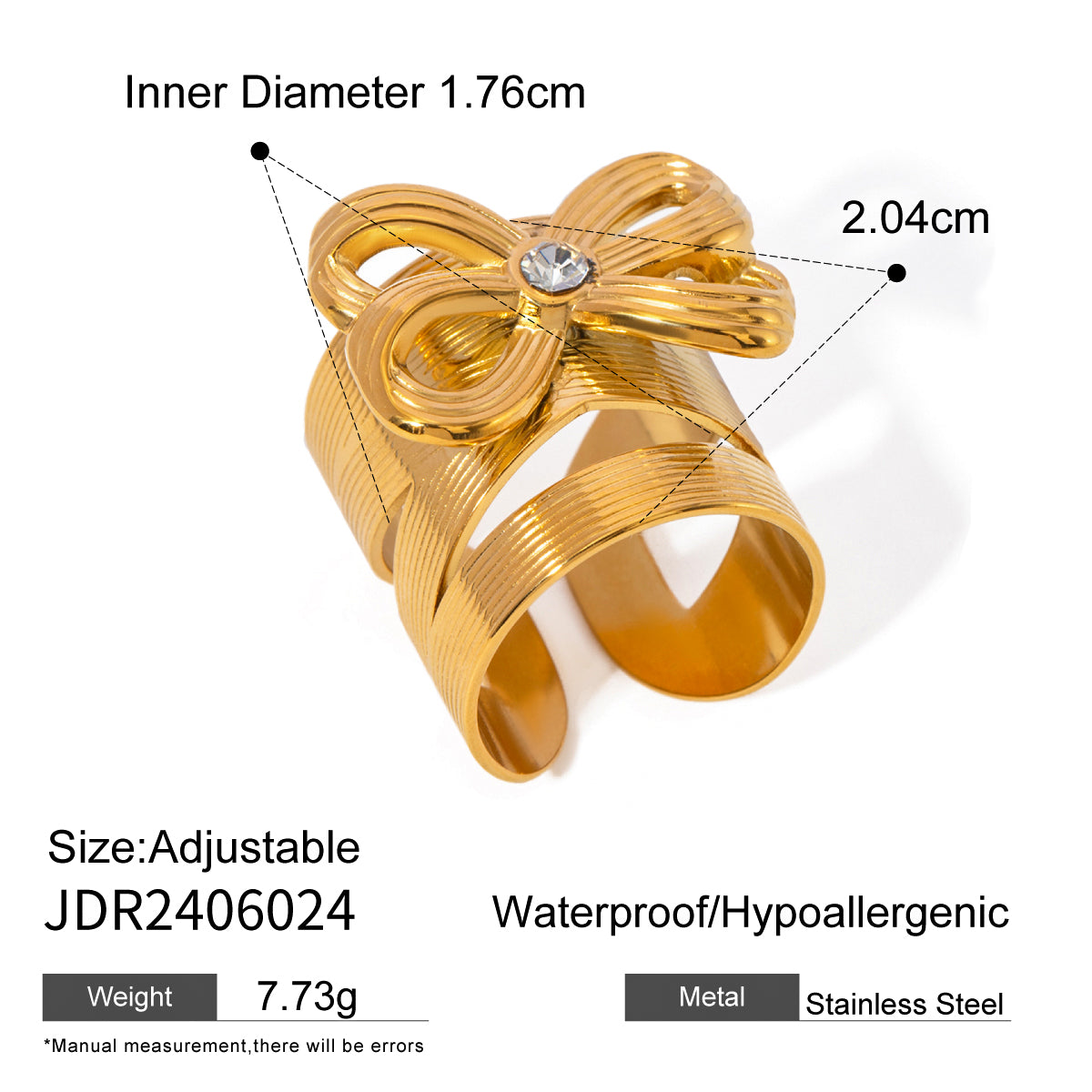 Bow Knot 304 Stainless Steel Open Rings