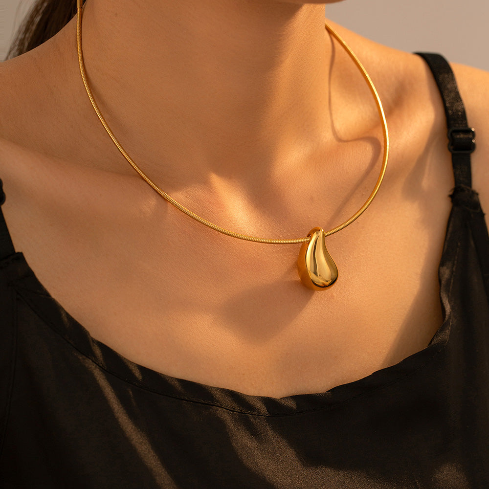 Elegant 304 Stainless Steel Water Drop Choker