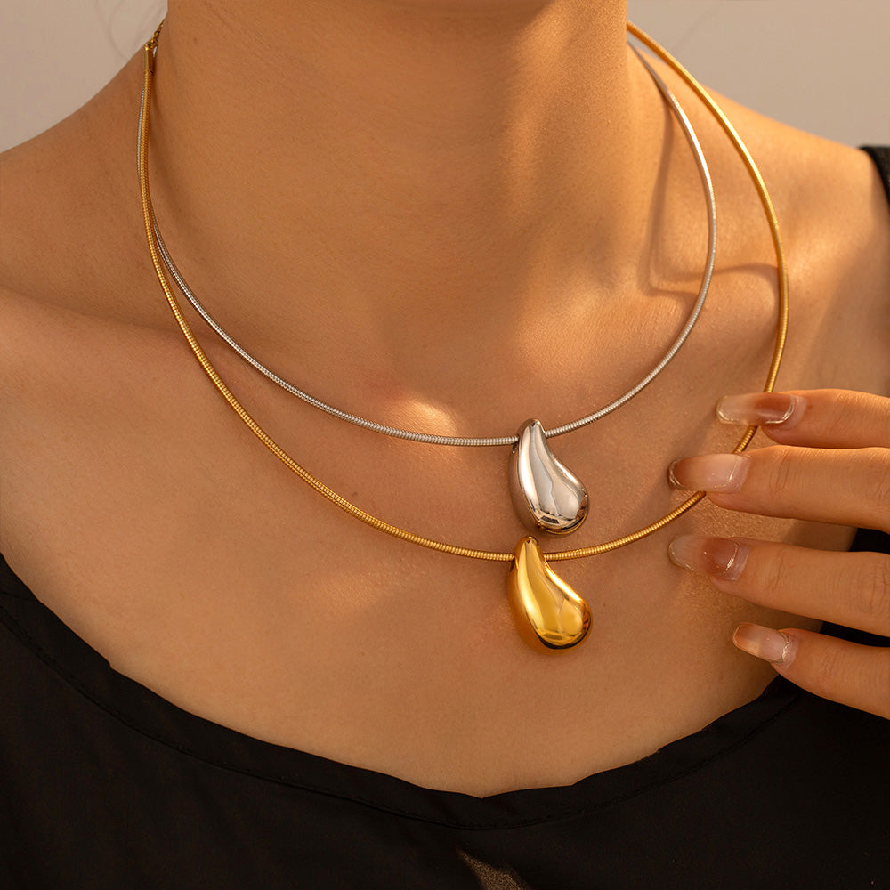 Elegant 304 Stainless Steel Water Drop Choker