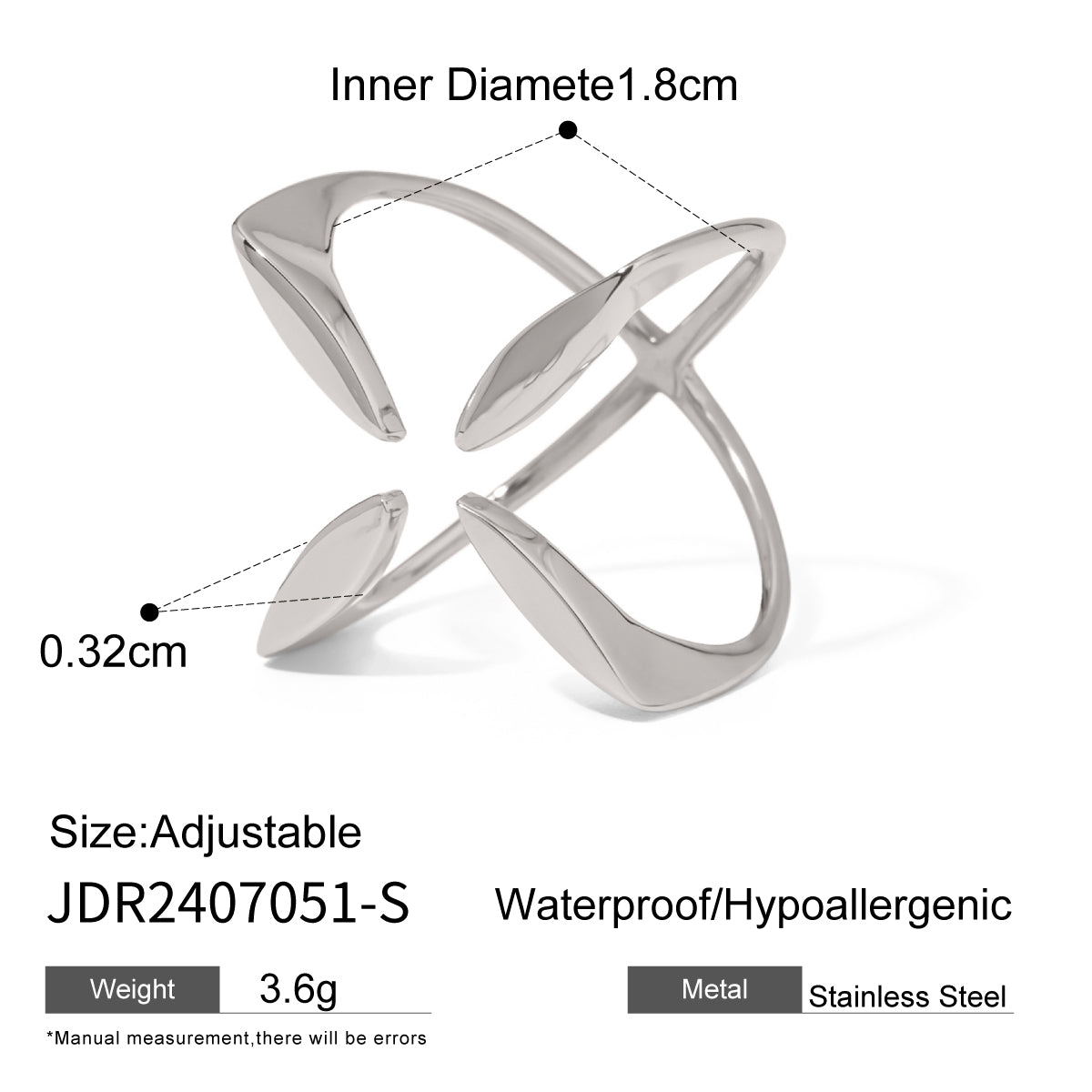 Geometric 304 Stainless Steel Open Rings