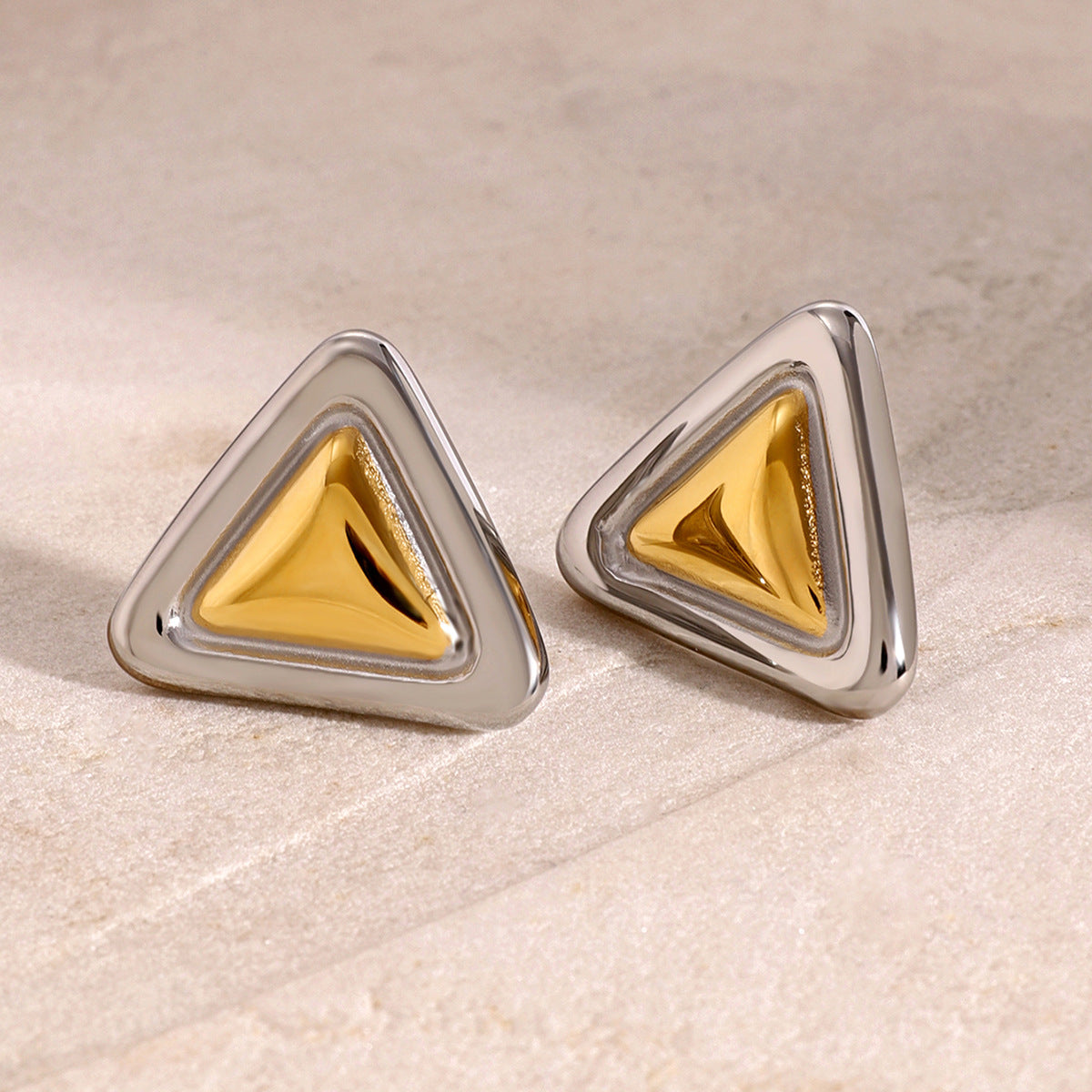 Two Tones Geometric Plating 304 Stainless Steel Ear Studs