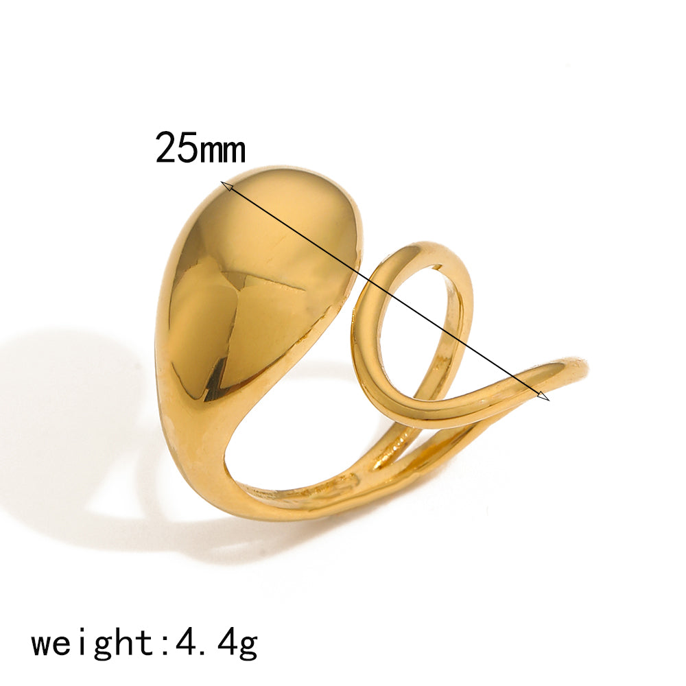 Geometric 304 Stainless Steel 18K Gold Plated Polishing Open Rings