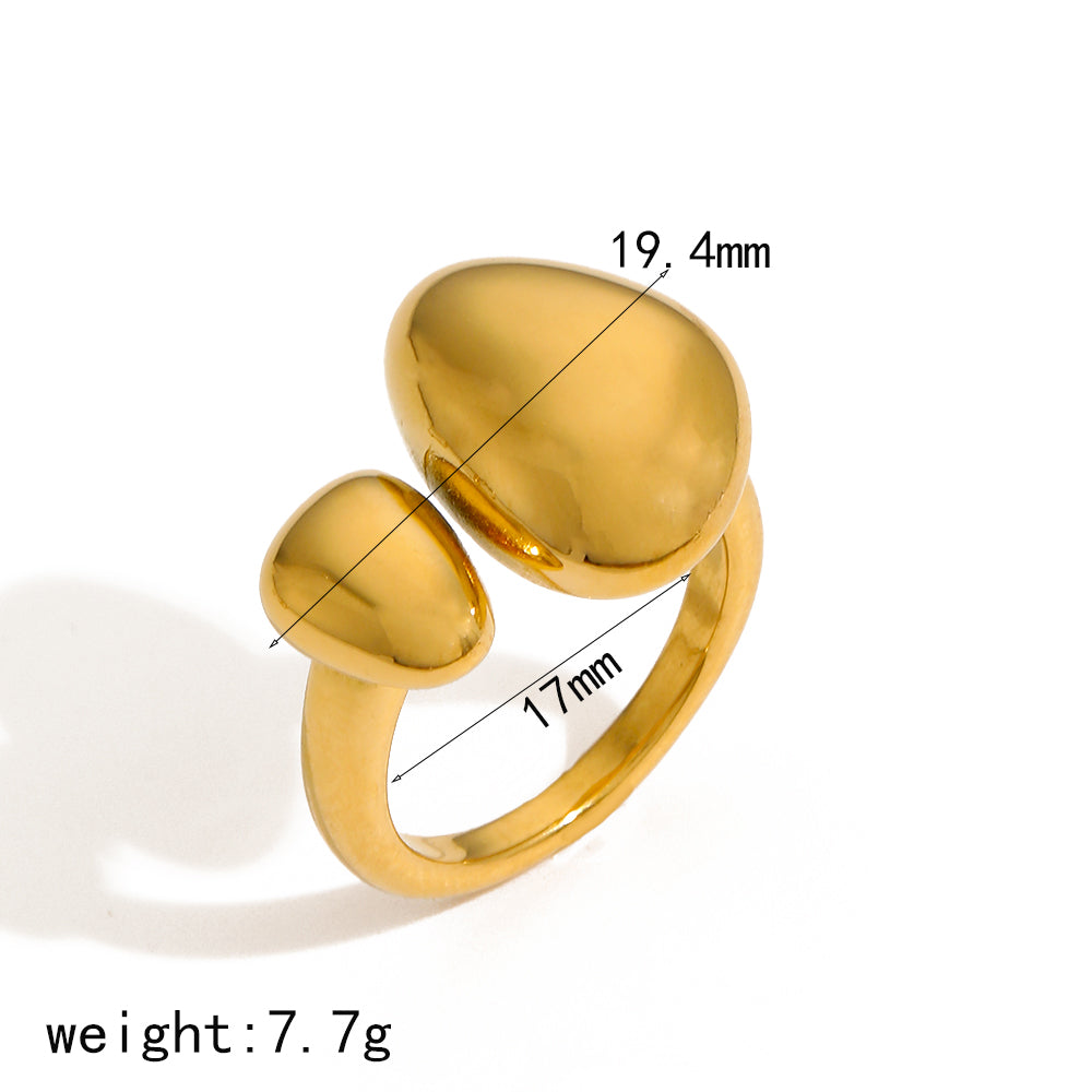 Geometric 304 Stainless Steel 18K Gold Plated Polishing Open Rings