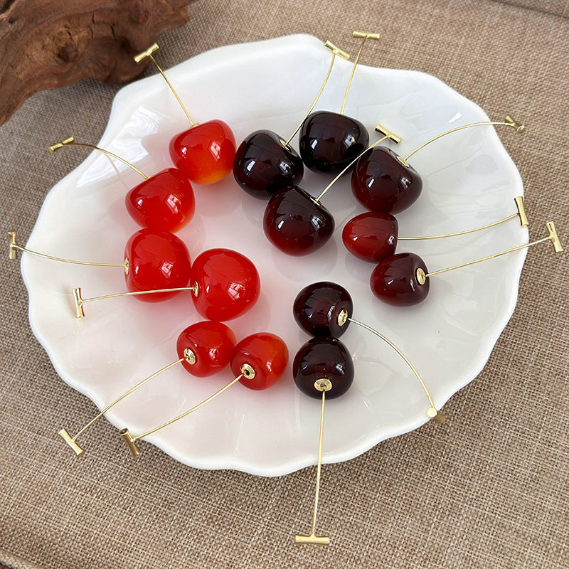 Sweet Cherry Resin Drop Earrings