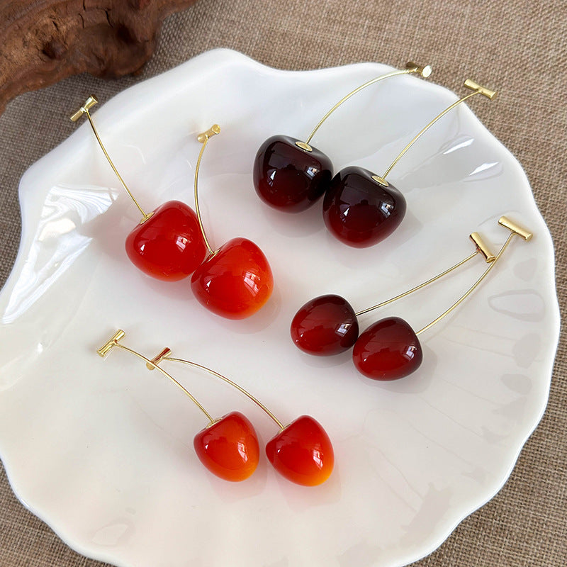 Sweet Cherry Resin Drop Earrings