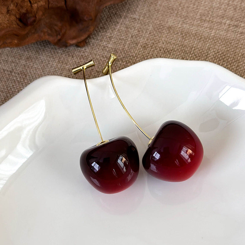 Sweet Cherry Resin Drop Earrings