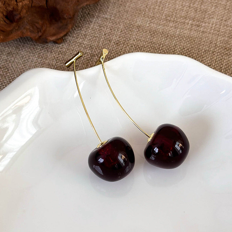 Sweet Cherry Resin Drop Earrings