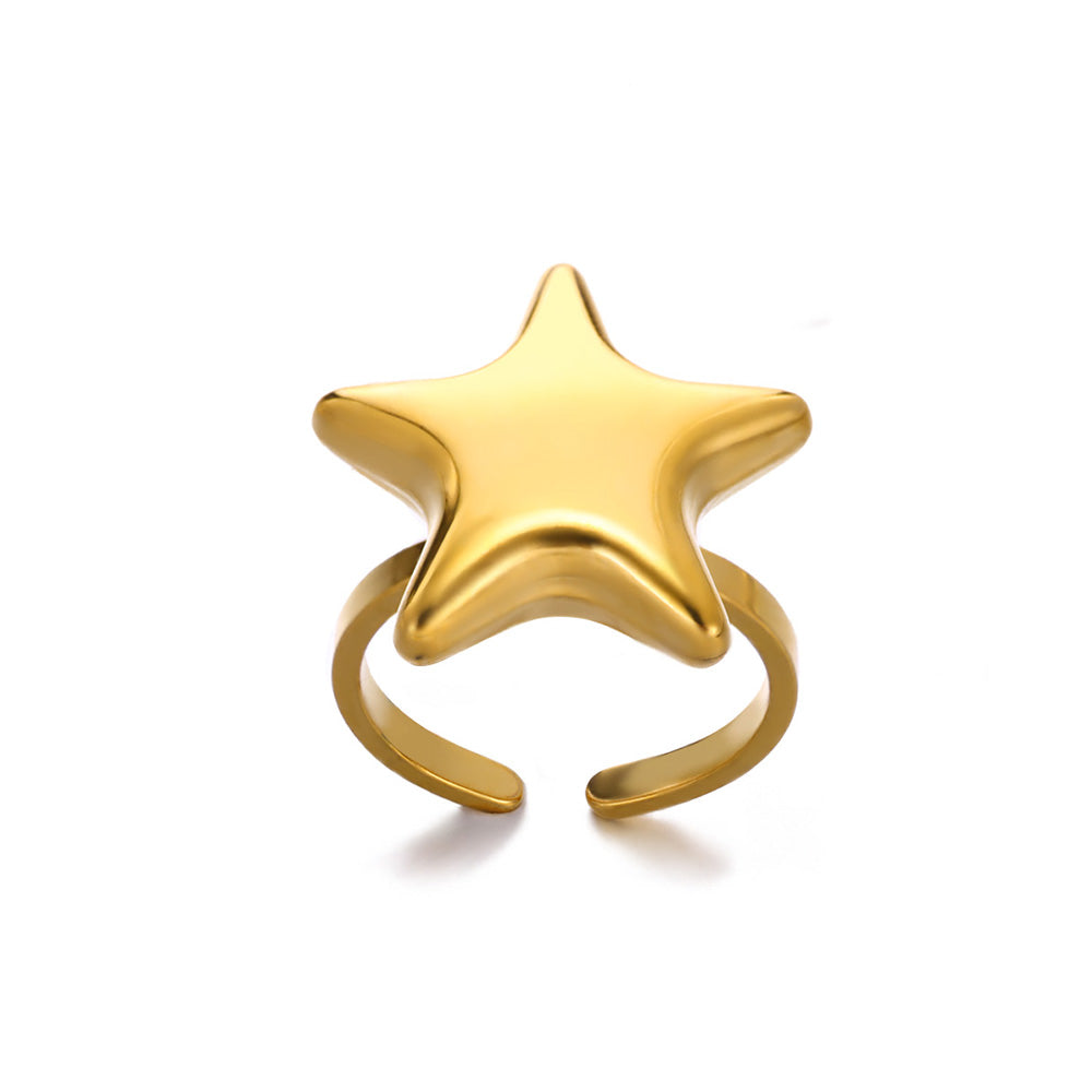 Round Star Heart Shape 304 Stainless Steel Stainless Steel Rings