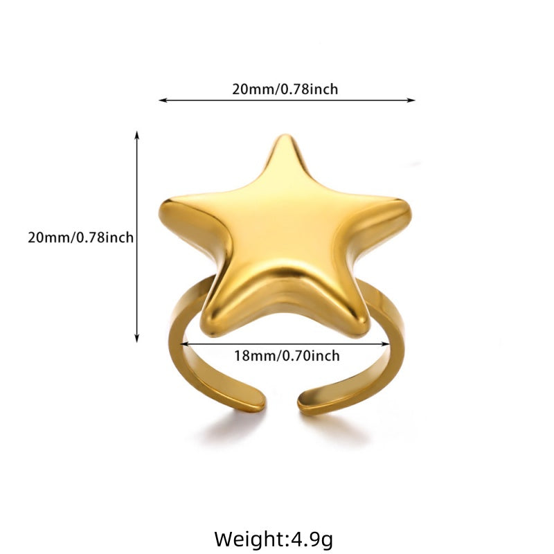 Round Star Heart Shape 304 Stainless Steel Stainless Steel Rings