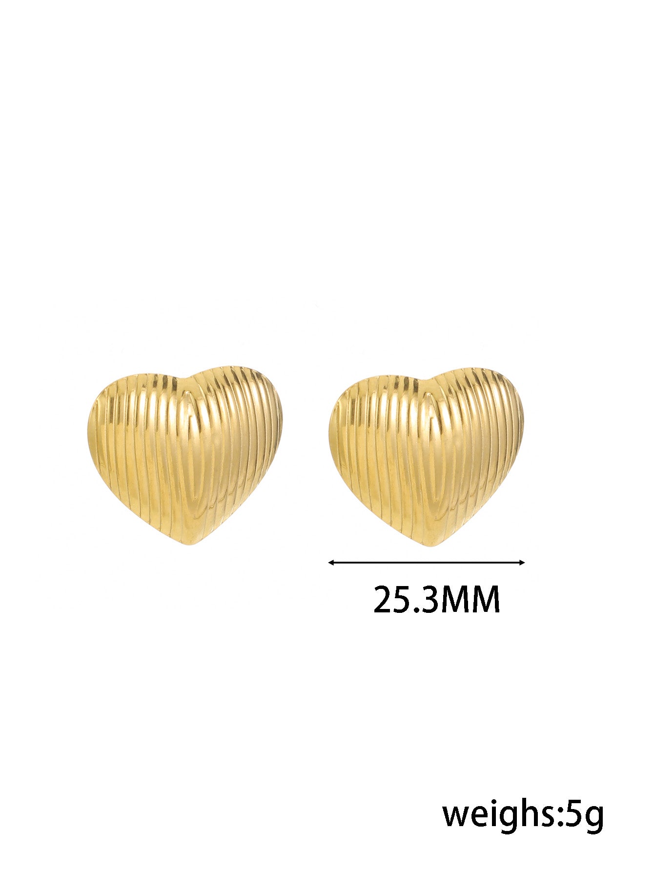 Artistic Heart Shape 304 Stainless Steel 18K Gold Plated Ear Studs