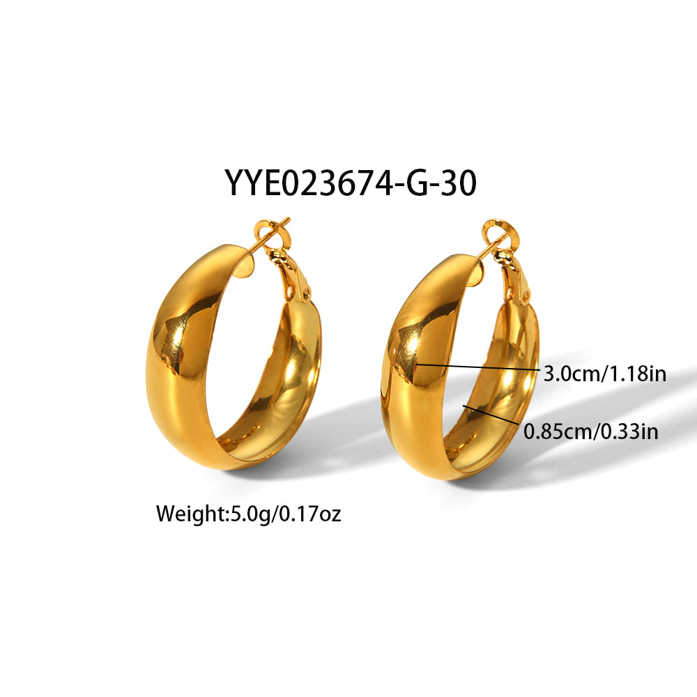 Classic Style Round 304 Stainless Steel  Earrings