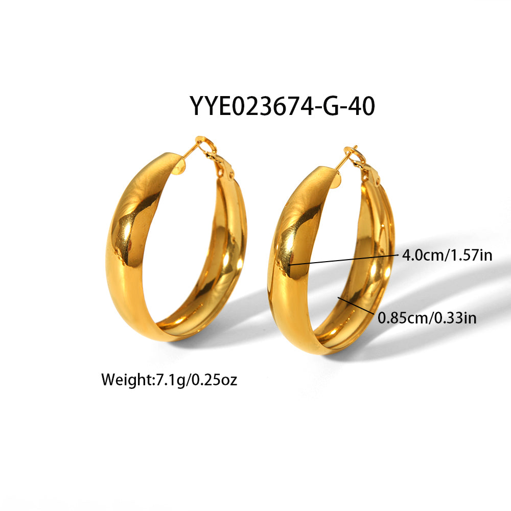 Classic Style Round 304 Stainless Steel  Earrings