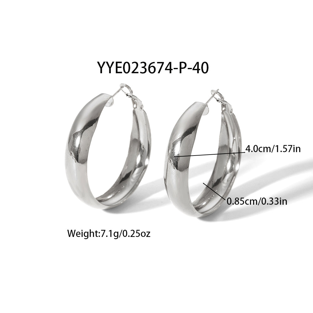 Classic Style Round 304 Stainless Steel  Earrings