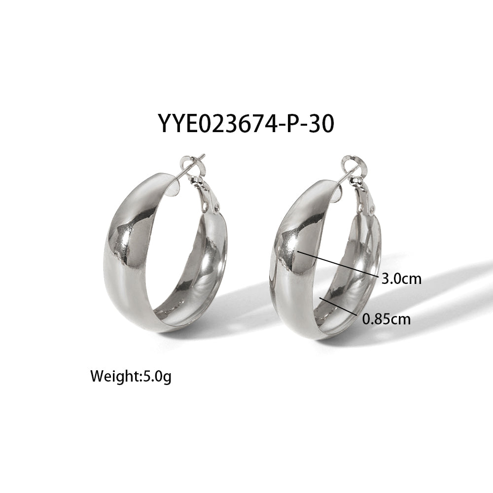 Classic Style Round 304 Stainless Steel  Earrings