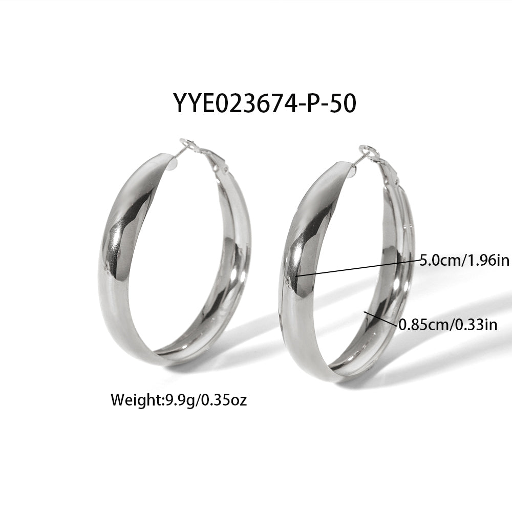 Classic Style Round 304 Stainless Steel  Earrings