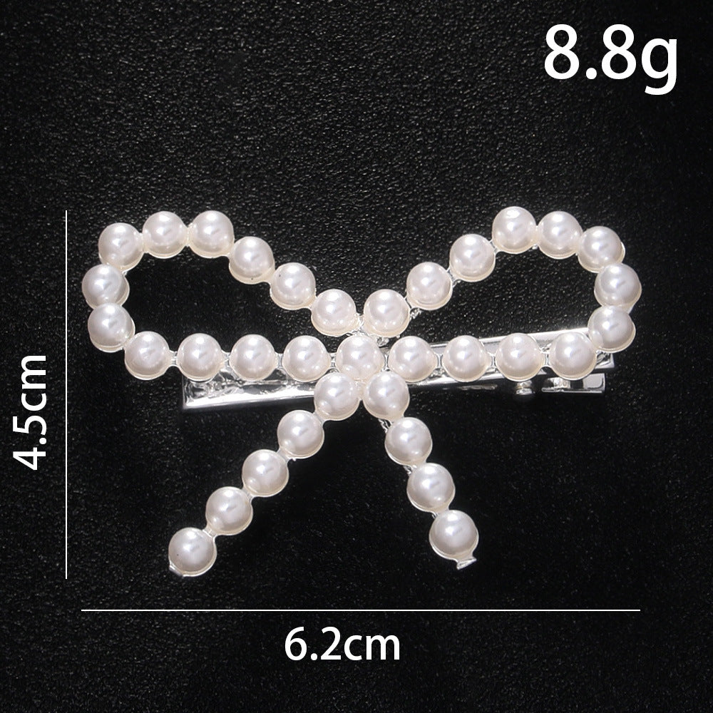 Women's Elegant Sweet Bow Knot Copper Inlay Artificial Pearls Hair Clip