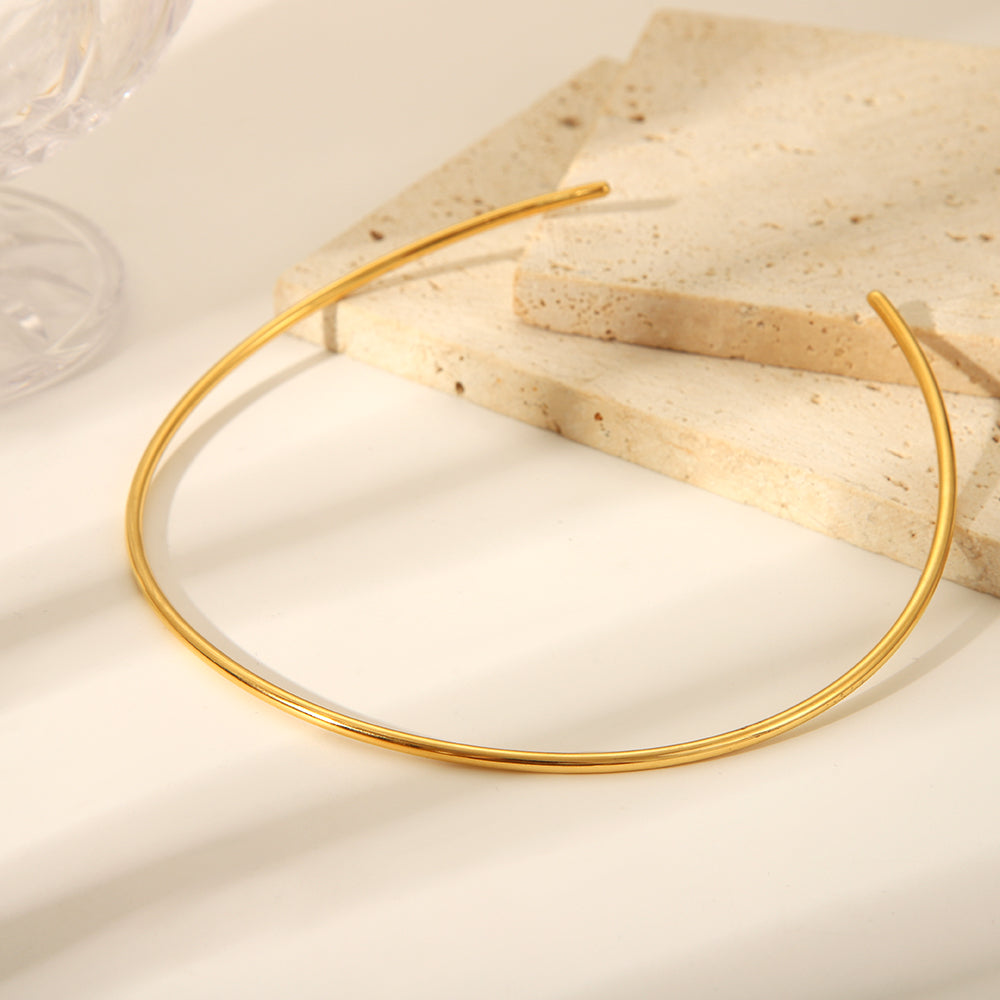 Simple Style Lines 304 Stainless Steel 18K Gold Plated Polishing Plating Choker