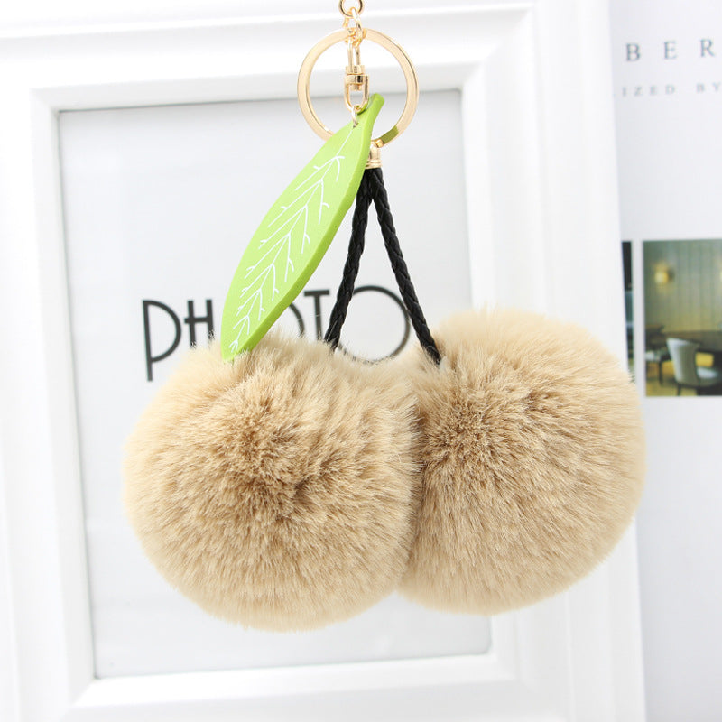 Cute Sweet Cherry Plush Women's Bag Pendant Keychain