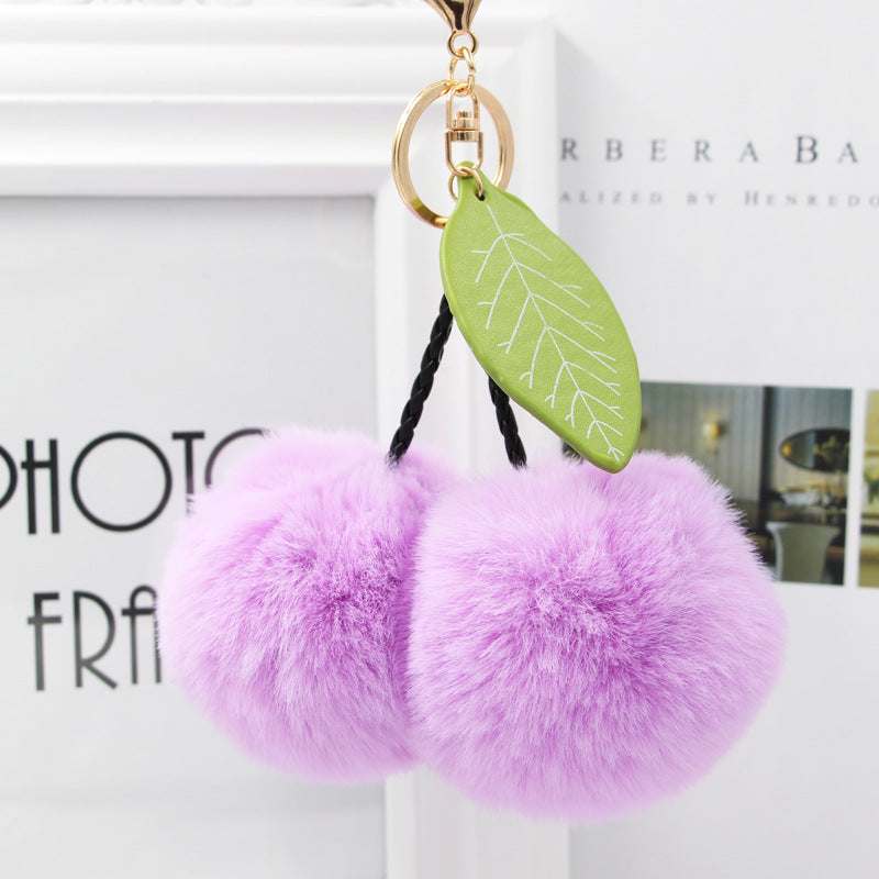 Cute Sweet Cherry Plush Women's Bag Pendant Keychain