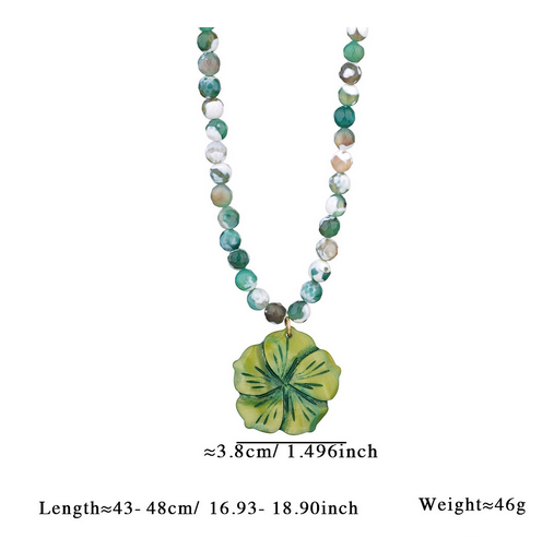 Elegant Flower 304 Stainless Steel Agate Enamel Pendant Necklace