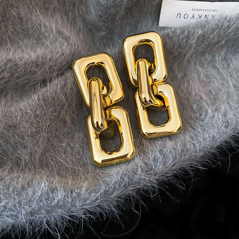 Exaggerated Rectangle Alloy Drop Earrings